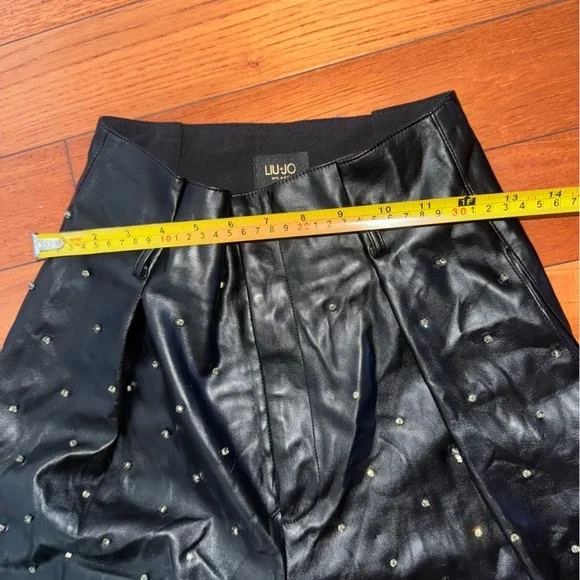 Liu Jo Milano faux leather Black Pants with Stud Accents high waist size 38 EU - Picture 10 of 13
